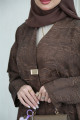 Carved viscose abaya - cocoa