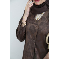 Brown jacquard abaya