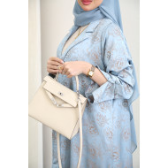 Sky blue satin silk abaya