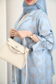 Sky blue satin silk abaya
