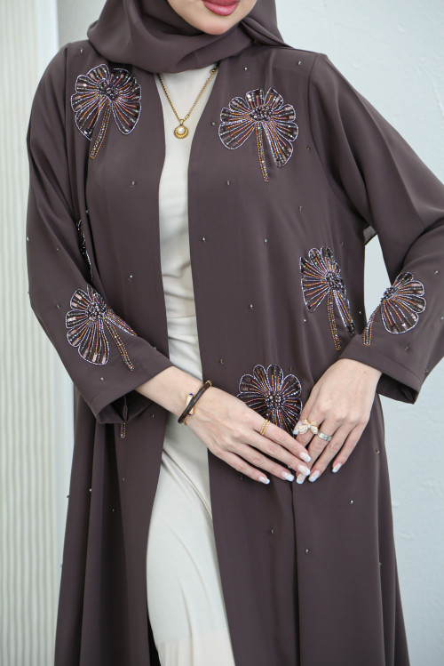 Dahlia Abaya - Lavender Gray