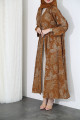 Abaya embossed with copper leaves