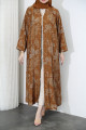 Abaya embossed with copper leaves