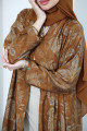Abaya embossed with copper leaves