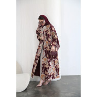Colorful Roses Abaya - Burgundy
