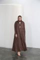 Carved viscose abaya - cocoa