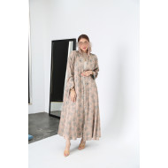 Beige satin silk abaya