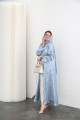 Sky blue satin silk abaya