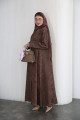 Carved viscose abaya - cocoa