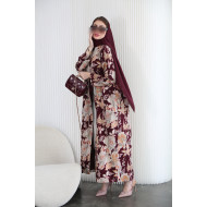 Colorful Roses Abaya - Burgundy