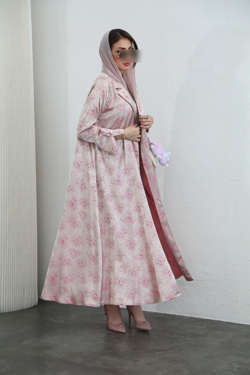 Pink satin silk abaya