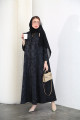 Jacquard abaya in black