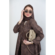 Brown jacquard abaya