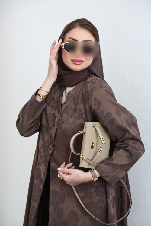 Brown jacquard abaya