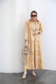 White floral abaya - caramel