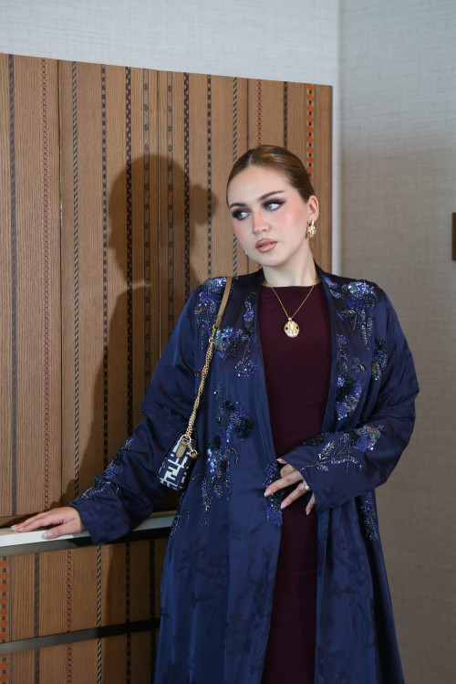 عباية فيسكوز-  Navy Floral