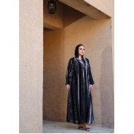 Black and gray striped abaya