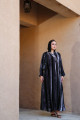 Black and gray striped abaya