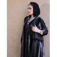 Black and gray striped abaya