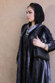 Black and gray striped abaya