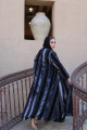 Black and gray striped abaya