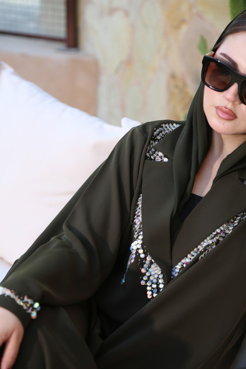 Luxurious olive blazer abaya