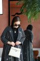 Embroidered striped organza abaya