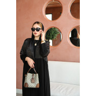 Soft abaya with raw material decorated on the upper part in brown