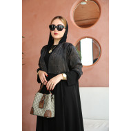 Soft abaya with raw material decorated on the upper part in brown