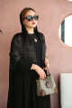 Soft abaya with raw material decorated on the upper part in brown
