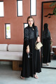 Soft abaya with raw material decorated on the upper part in gray