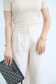 Beige wide trousers in 100% linen