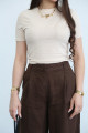 Wide chocolate brown trousers in 100% linen