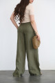 Diwani green wide trousers in 100% linen