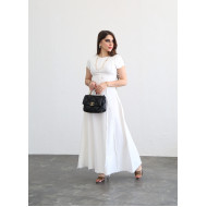 White linen skirt set with crop top