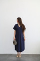 Navy blue V-neck midi dress