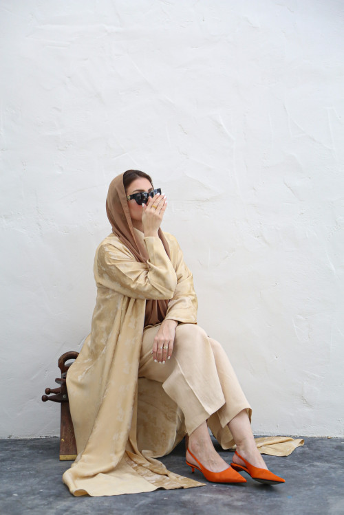 Soft pale yellow abaya