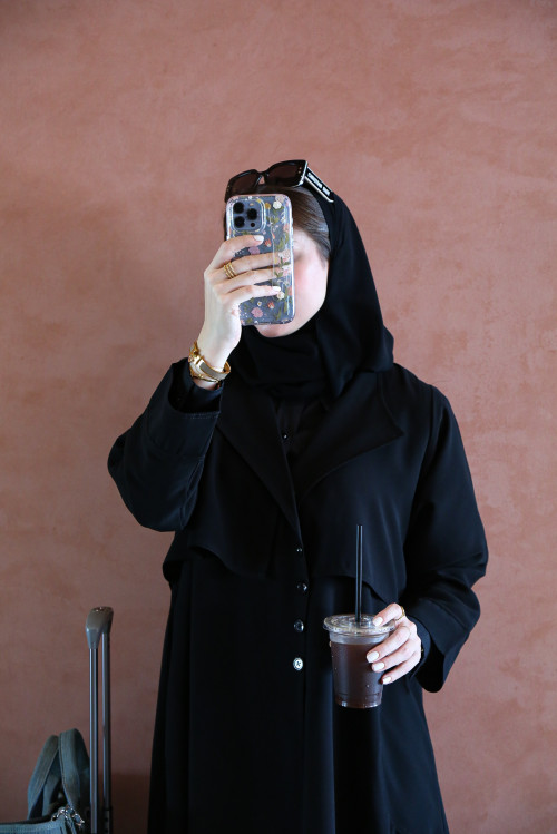 Black crepe abaya with blazer cut