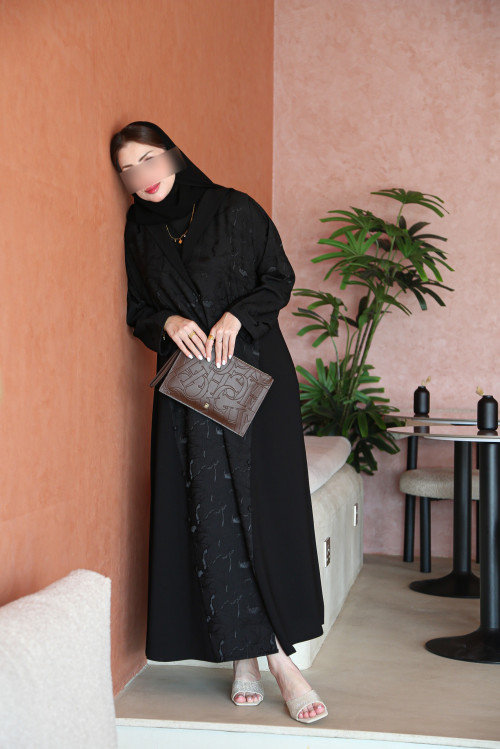 Patterned jacquard blazer abaya