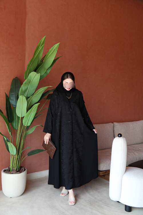 Patterned jacquard blazer abaya