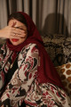 Abaya with a modern design with geometric patterns