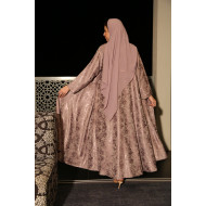 Elegant mauve jacquard abaya