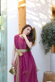 Magenta color embroidered dress