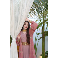 A luxurious rose bisht with golden sleeves