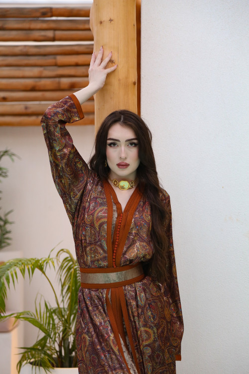 Brown paisley kaftan