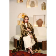 عباية المخمل الزيتي  — Metallic Olive Gold