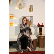 عباية بلون ترابي مائل للموڤ- Shadow Dantel