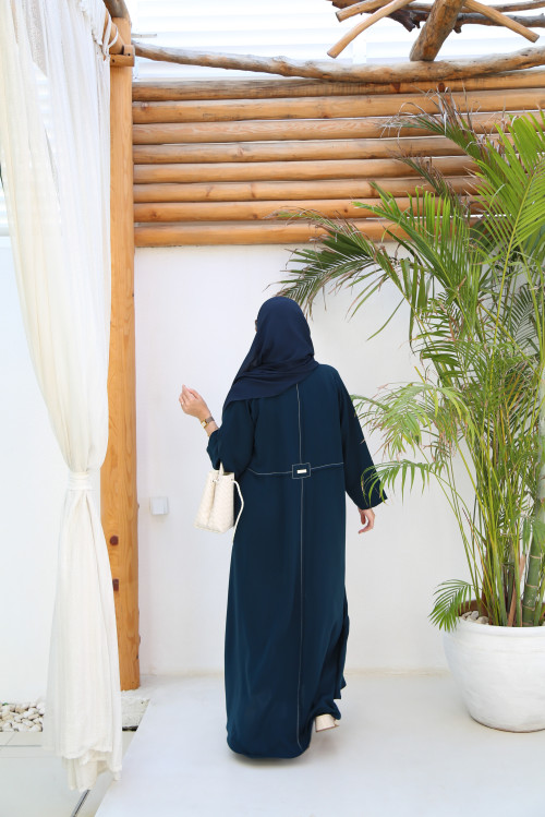 Elegant turquoise abaya with buttons