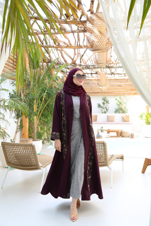 Maroon color abaya with Indian cotton