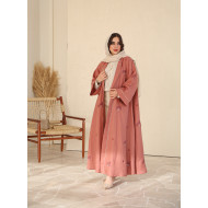 Abaya with flower bouquets in peach